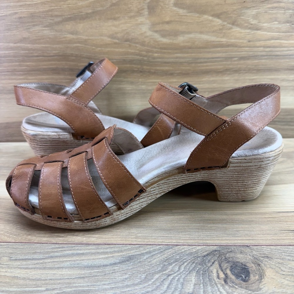 Dansko Milly Fisherman Clog Sandals Womens 9 EU 39 Cognac Leather Cottagecore - Picture 6 of 11